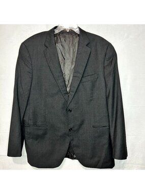 Peter Millar Mens 46R Sport Coat Gray Black Glen Plaid 100% Wool Two Button